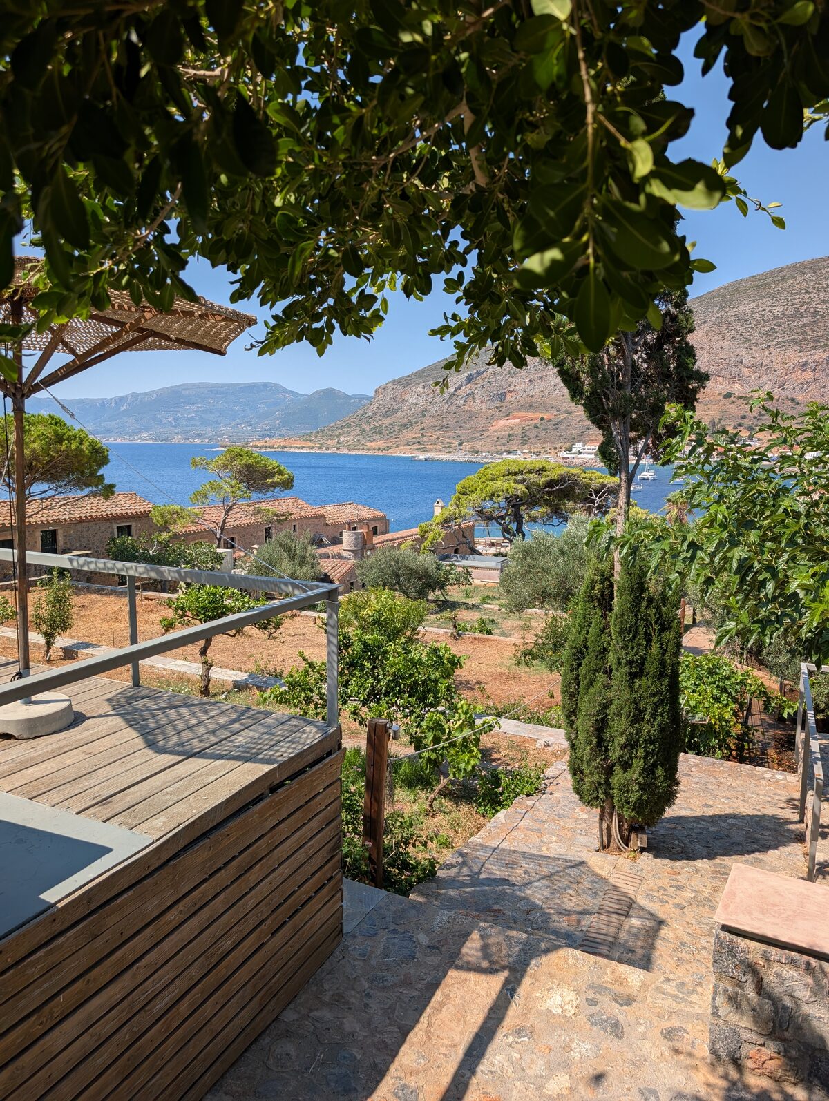 Hotel garden terrace with sea view